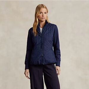RLX Ralph Lauren Women Jacket  Navy Quilted Hybrid Knit Full Zip Golf Warm Xs